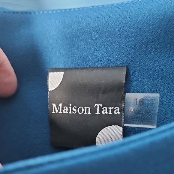 Maison Tara Women’s Sapphire Blue Ruffle Dress 16 - Picture 2 of 10